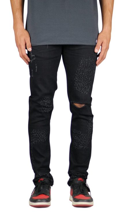 Jet Black Slit Jeans