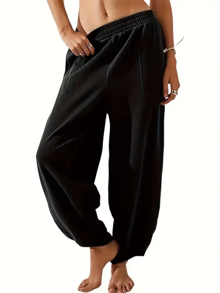 Women's Elastic Waist Wide Leg Palazzo Harem Pants