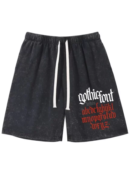 90G Washed Shorts, Unique Letter Combination Summer Men'S