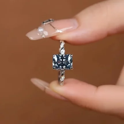 3 Carat Royal Blue Moissanite Bead Ring