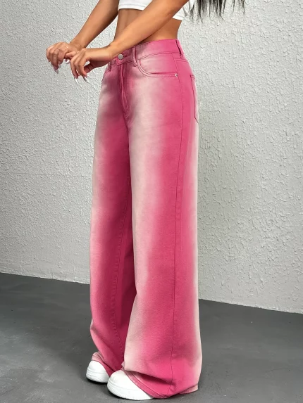 Women's Retro Streetwear High Waisted Straight Leg Denim