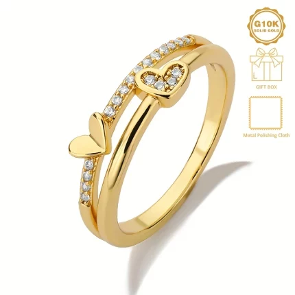 1pc SISGEM Solid 10K Yellow Golden Lab Grown Lab-created Diamond Heart Promise Ring IGI Lab-created Diamond Jewelry Gift for Women