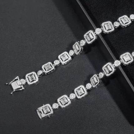 1 Piece Moissanite Necklace 925 Silver 9.5mm Trapezoidal Hip Hop Necklace