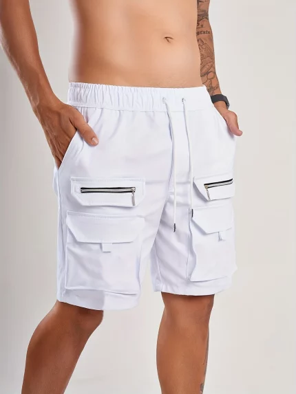 Men's Lightweight Cargo Shorts - Summer Casual Loose-Fit Mid-Rise with Multiple Utility Pockets, Machine Washable Beach & Outdoor Shorts