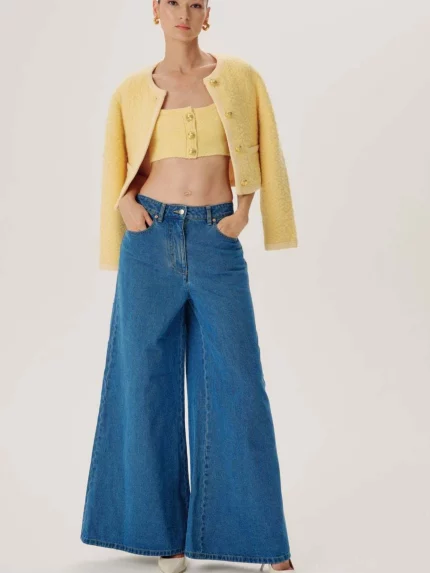 Women Wide Leg Jeans, Low Waist Solid Loose Casual Flared Pants Trousers Streetwear