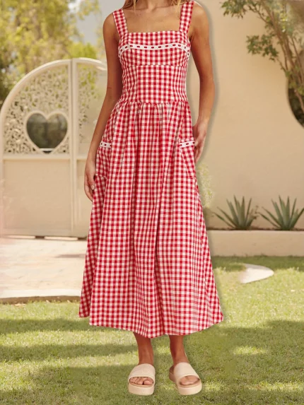 Women'S Summer Long Cami Dress Sleeveless Open