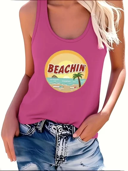 Beach Palm Tree and Surfboard Pattern 160g Women's New Fashionable
