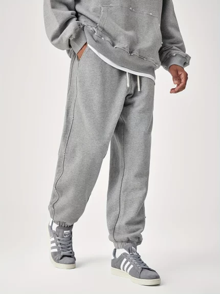 BODYDREAM ripped loose cotton knit sports leg slacks