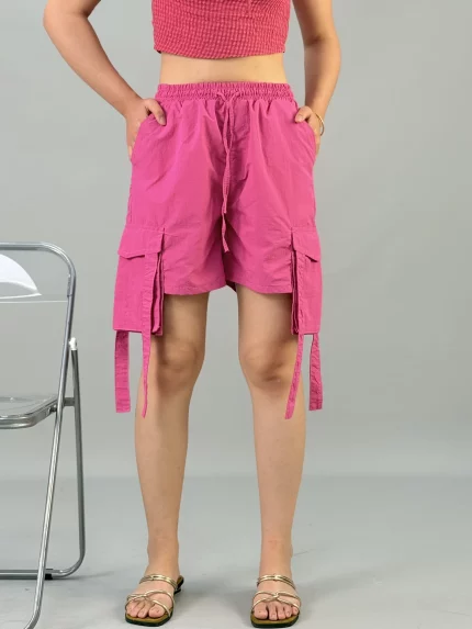 Women's Y2K Trendy Casual Shorts - Solid Color Double Pockets, Breathable