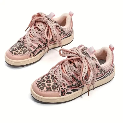 Unisex Leopard Print Low-Top Sneakers - Lightweight